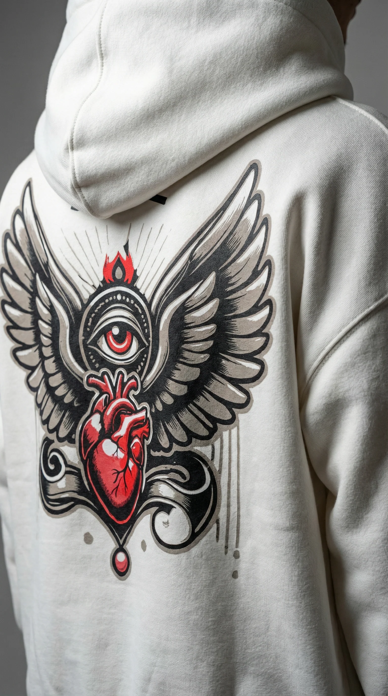 STSL® Heavyweight Zip Hoodie (450 GSM) – Heart White - Image 3