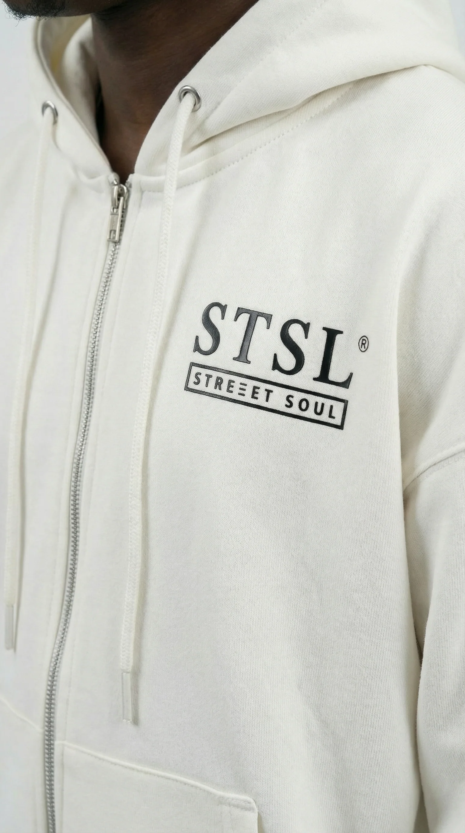 STSL® Heavyweight Zip Hoodie (450 GSM) – Heart White - Image 6