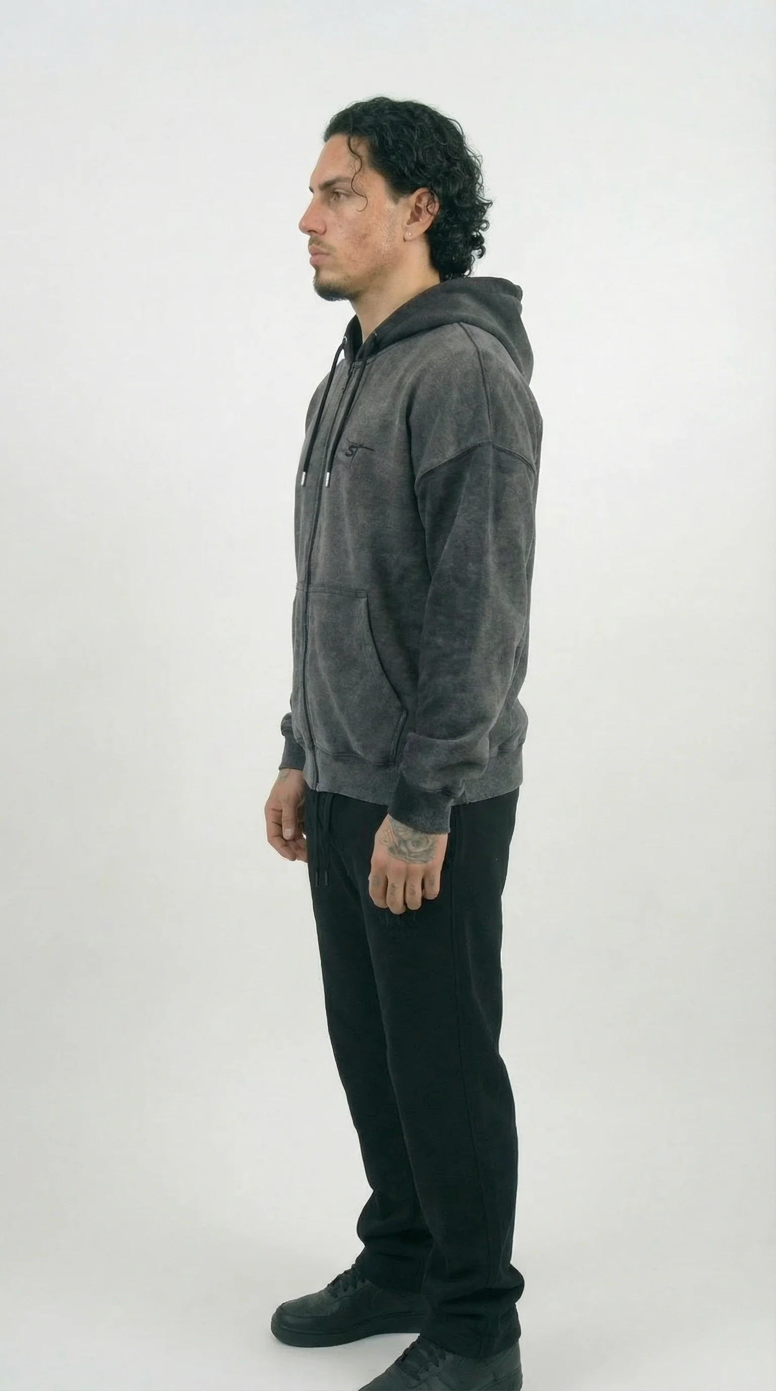 STSL® Zip Hoodie – Washed Black - Image 3
