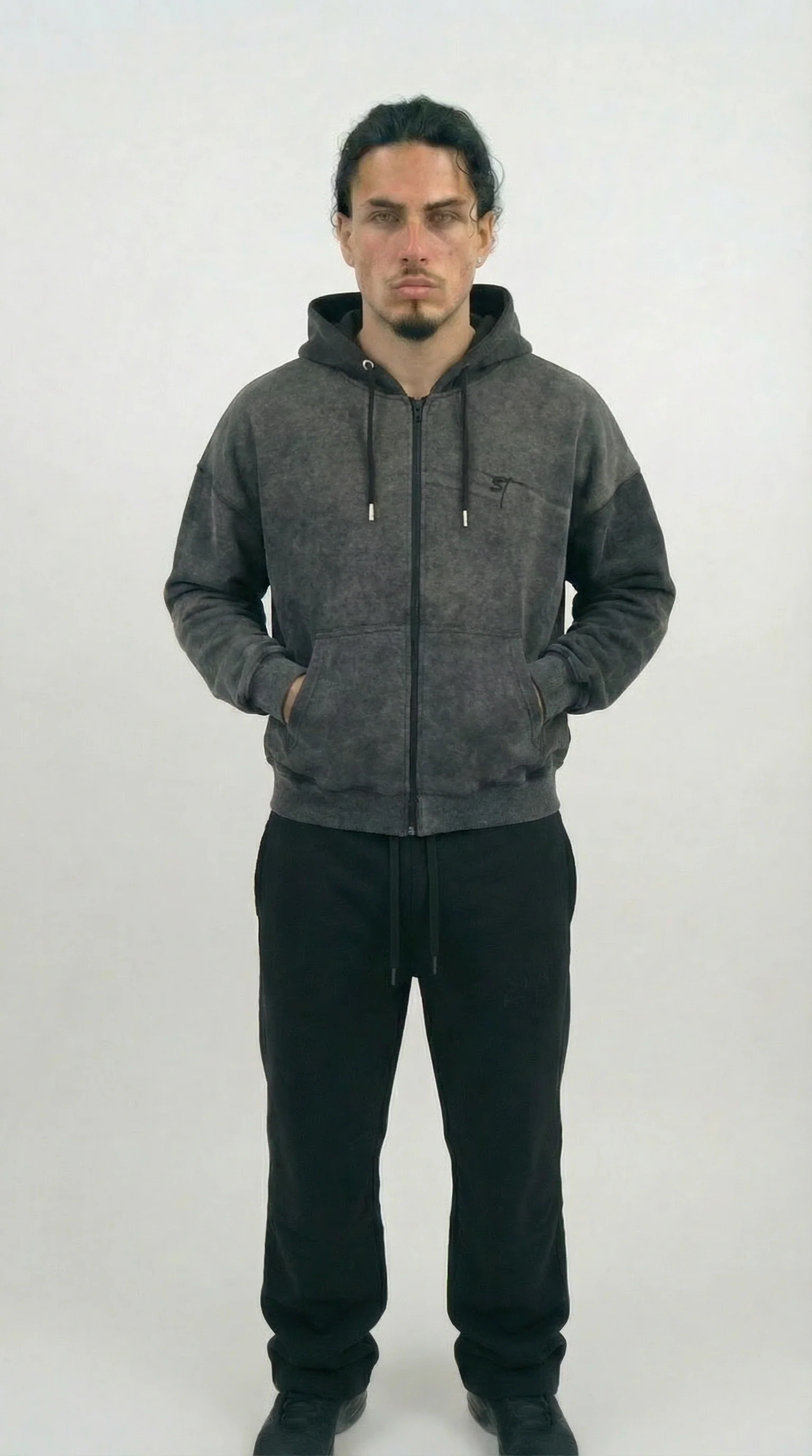 STSL® Zip Hoodie – Washed Black - Image 7