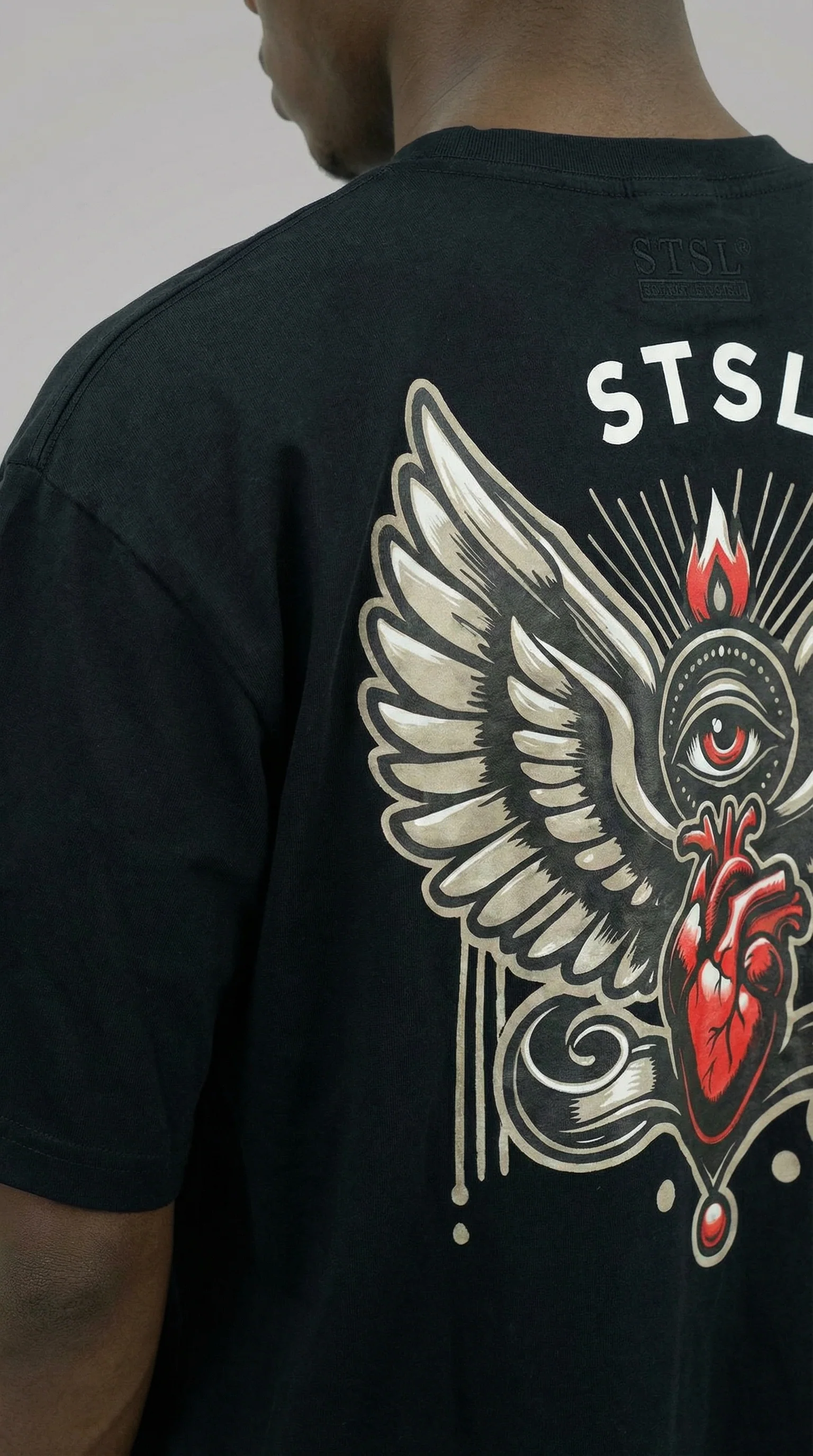 STSL® Heavy Oversize T-Shirt – Black Vision (220 GSM) - Image 4
