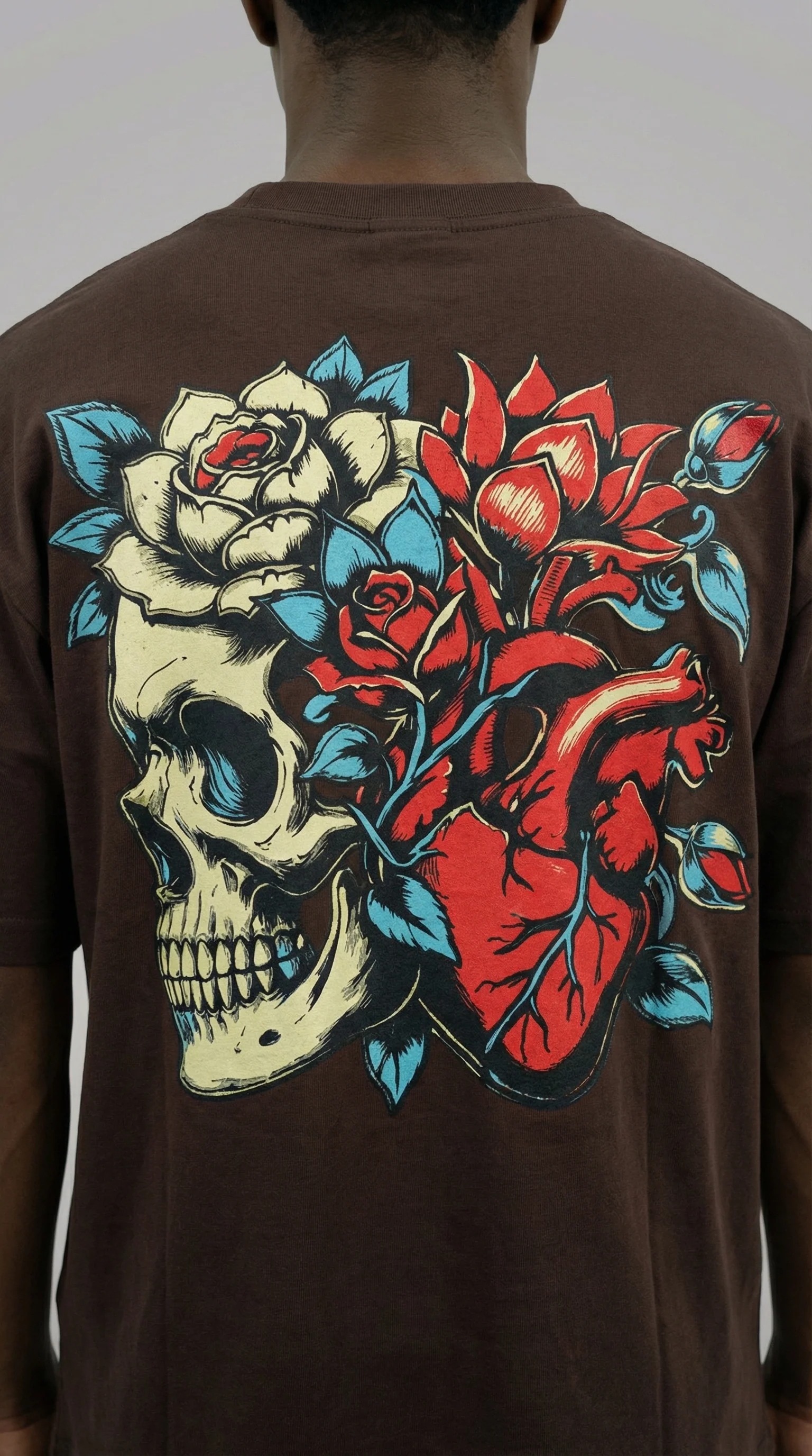 STSL® Heavy Oversize T-Shirt – Skull Dark Chocolate (220 GSM) - Image 4