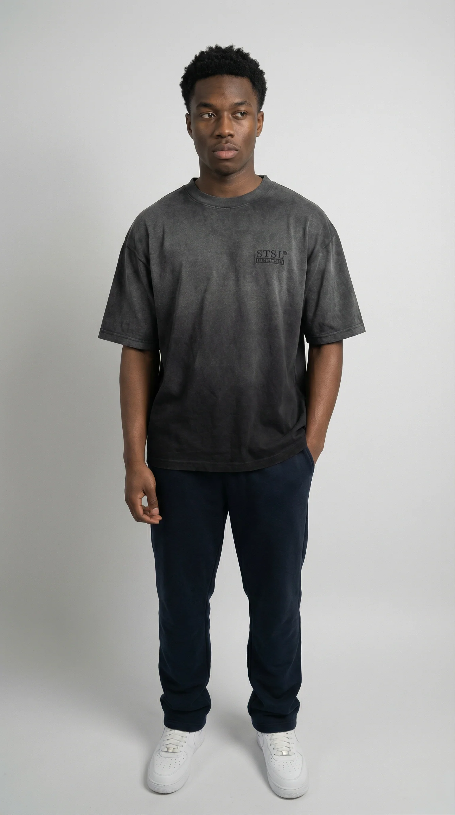 STSL® Heavy Oversize T-Shirt – Soul Skull Black Fade (220 GSM) - Image 5