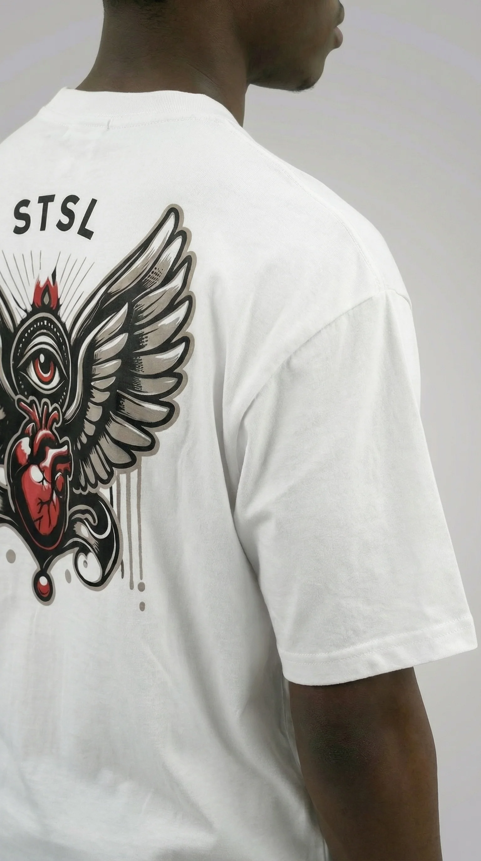 STSL® Heavy Oversize T-Shirt – White Vision (220 GSM) - Image 3